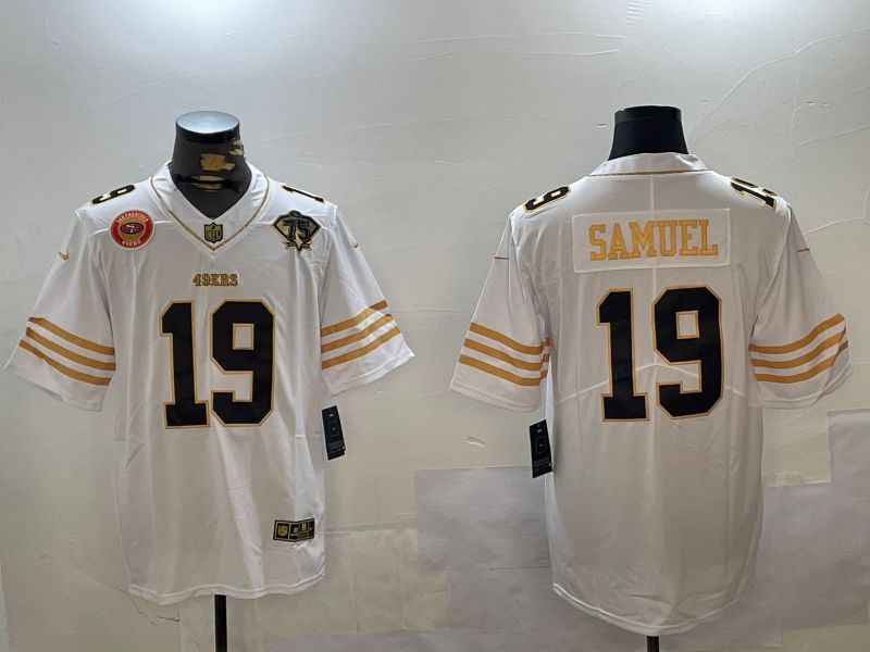 Men San Francisco 49ers #19 Samuel White Gold 2024 Nike Limited NFL Jersey style 12305->san francisco 49ers->NFL Jersey
